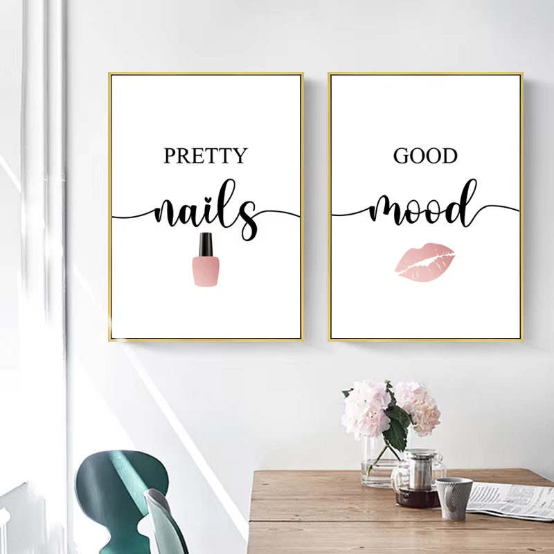 Makeup Is Beauty Quotes - Nordic rosa feminino lábios vermelhos esmalte