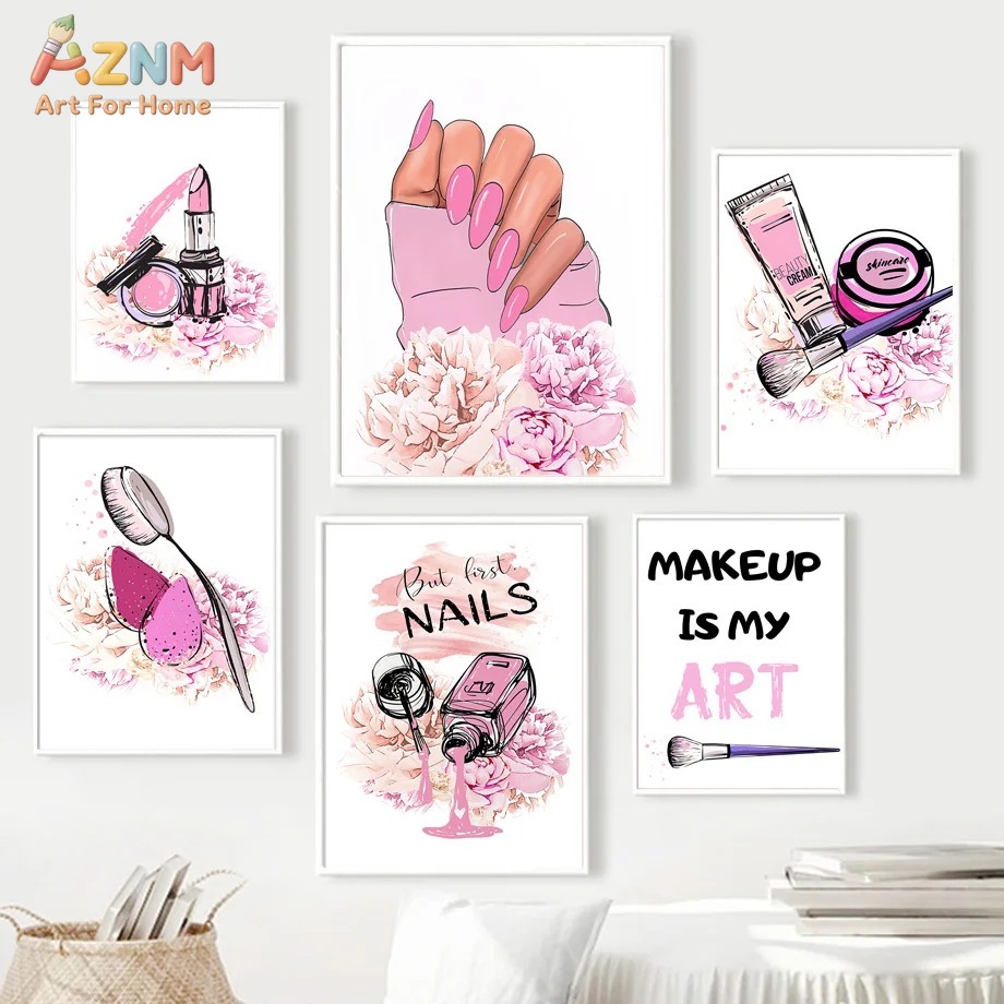 AZNM Arte de Parede em Tela Ro - Makeup Is Beauty Quotes avaliação e preço