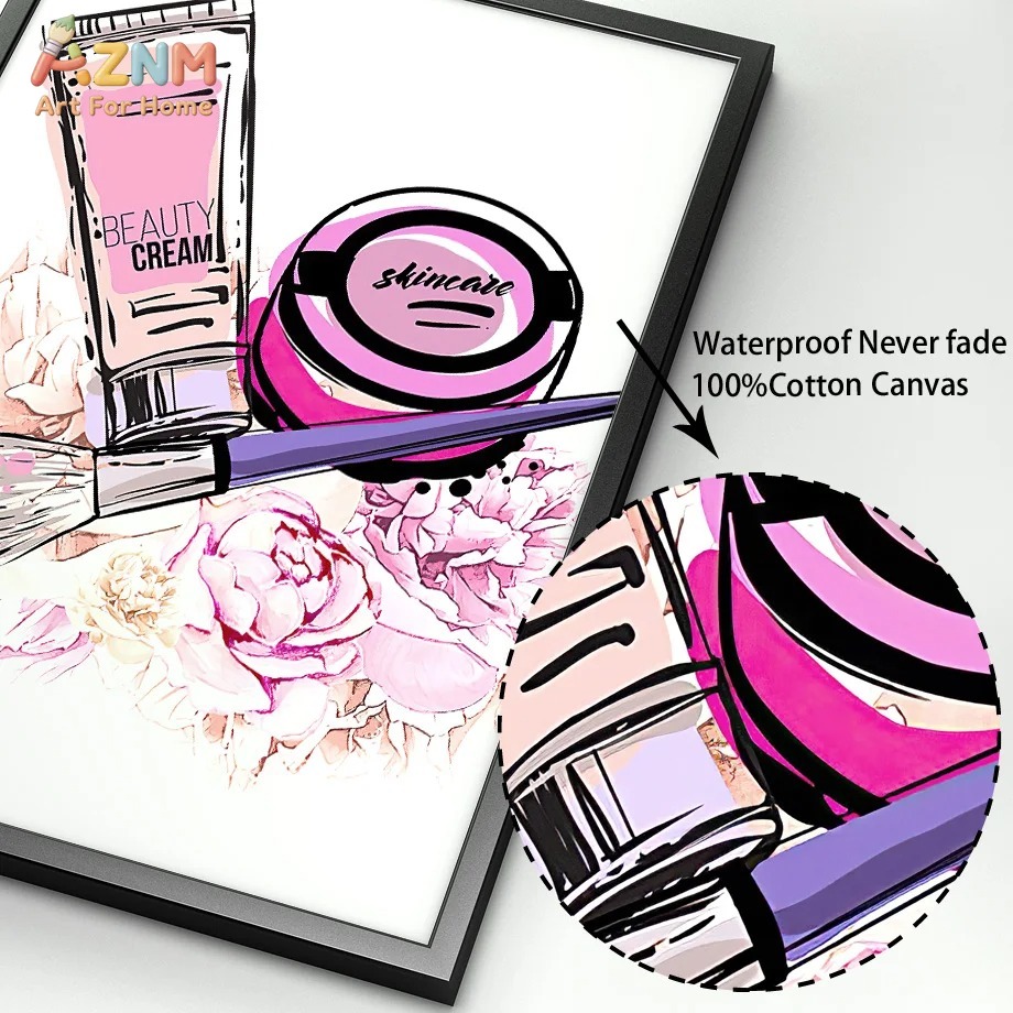 AZNM Arte de Parede em Tela Ro - Makeup Is Beauty Quotes avaliação e preço