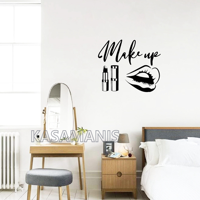 Decalques de parede para decor - Makeup Is Beauty Quotes avaliação e preço