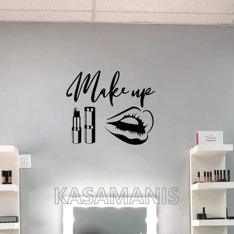 Decalques de parede para decor - Makeup Is Beauty Quotes avaliação e preço